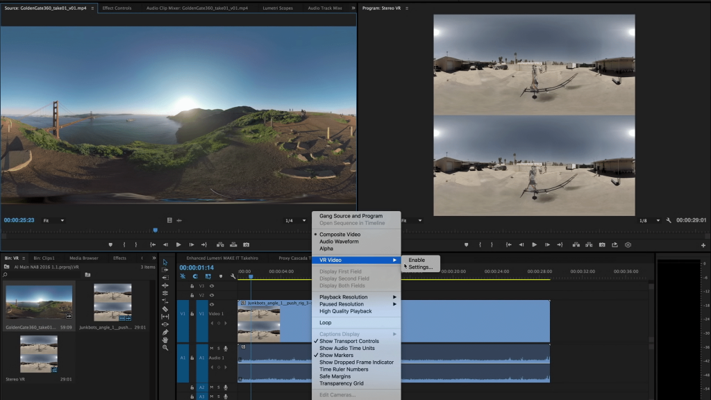 VR features inside the planned Summer 2016 release of Adobe Premiere Pro.