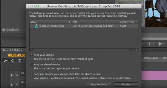 S01E01 adobe anywhere resolve conflicts question 1